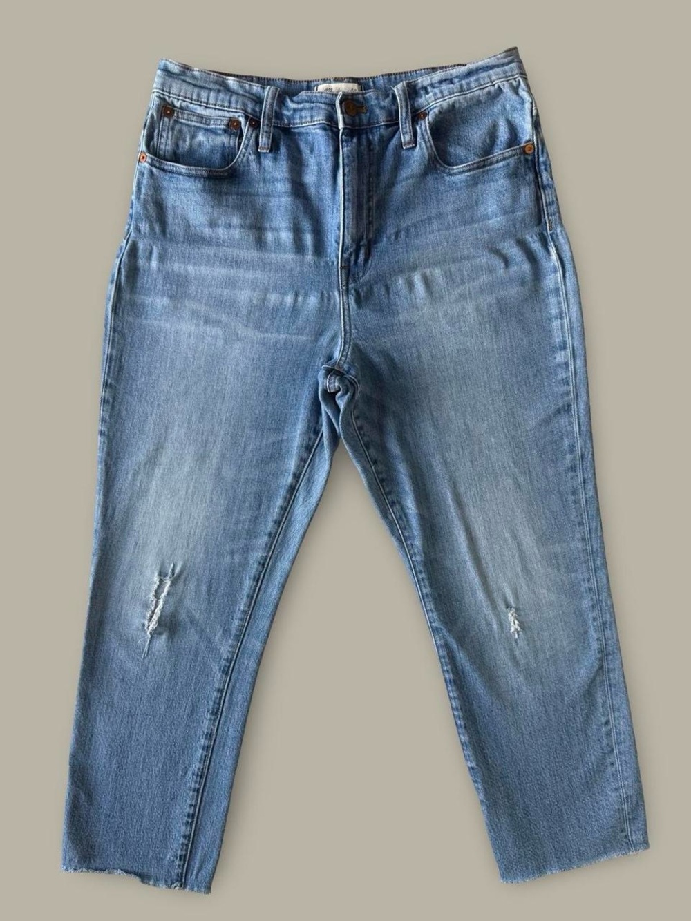 Madewell High Rise Slim Crop Boyjean Distressed 30